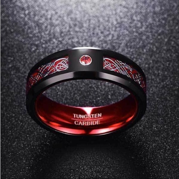 Tungsten Ring Dragon Etsy