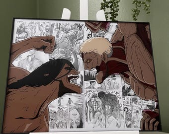 Eren vs Reiner - 11x8.5  Glass Painting