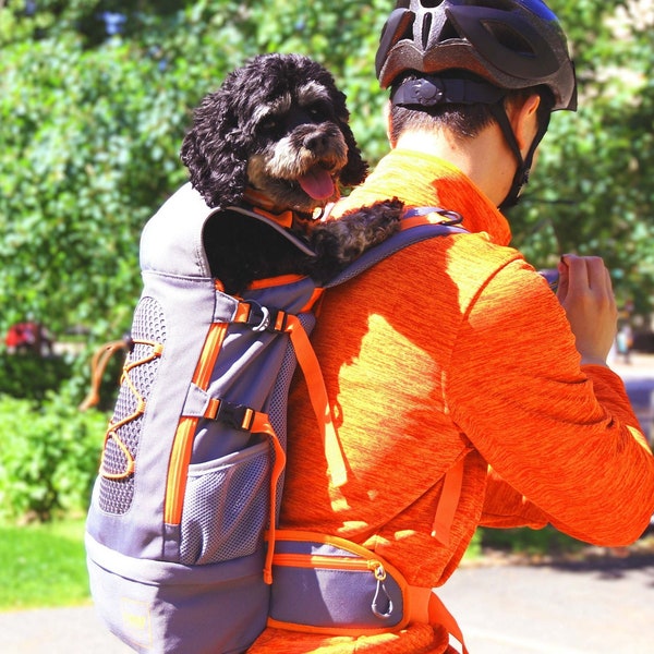 S'woof Hunderucksack für Radfahren, Wandern, Hundetragetasche für Reisen für kleine mittelgroße Haustiere, Sportsack für K9 mit zusätzlicher Polsterung