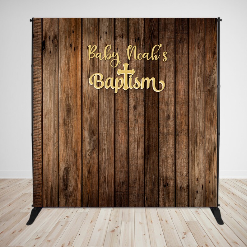 Personalized Rustic Wood Baptism Backdrop for Reception Wedding Backdrop Wood Photo booth