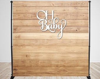 DORCEV 5x5ft Baby Shower Photography Backdrop Wood Wall Baby Shower Background Wooden Board Floor Flower Wall Baby Shower Cake Tanble Banner Wallpaper Kids Baby Shower Photo Studio Prop 
