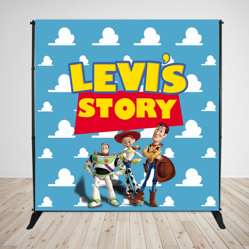Personalized Toy Story Backdrop Banner, Birthday Photo Prop, Printed