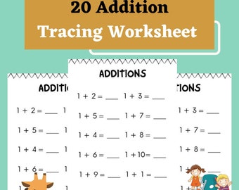 Printable Tracing Pre-school Worksheet for Kids |  Number - Addition Tracing