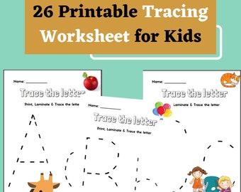 Printable Tracing Pre-school Worksheet for Kids |  Alphabet Upper-case Letter Tracing