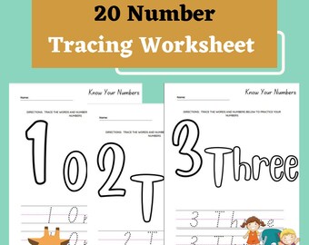 Printable Tracing Pre-school Worksheet for Kids | 1 - 20  Number Tracing