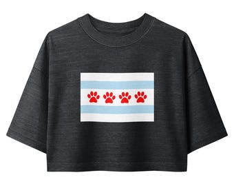 Paw Print Chicago Flag Crop Top