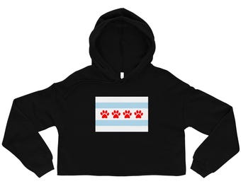 Chicago Paw Print Flag Crop Hoodie