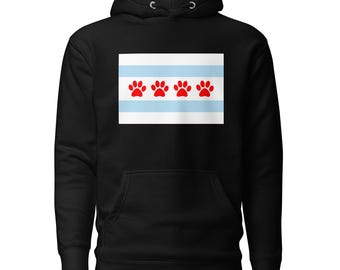 Chicago Flag Paw Print Hoodie