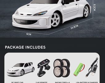 プジョー 206 WRC ラリー RC ドリフトカー フルサイズ リモート