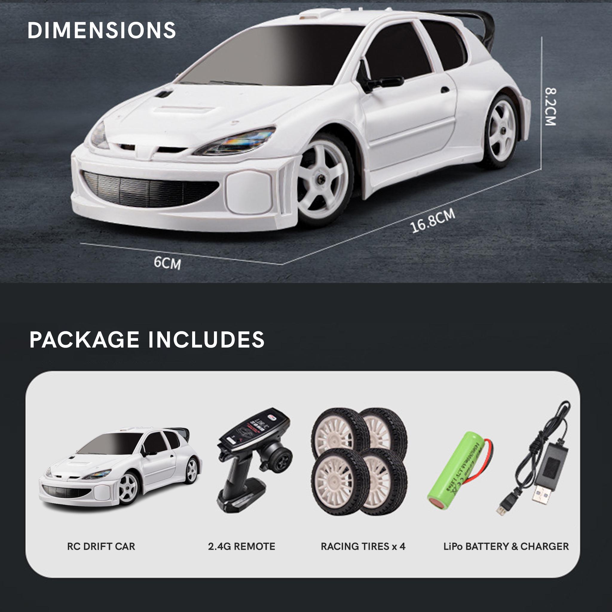 Peugeot 206 Wrc Rally Rc Drift Car Full Size Remote Control Racing