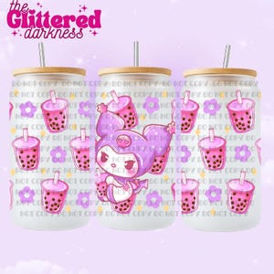 Purple Kuro Boba Sublimation Glass Cup 16oz