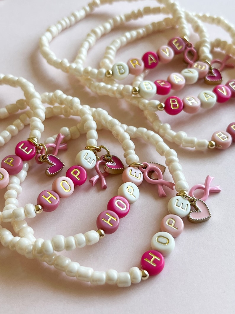 Breast Cancer Awareness Bracelet Hope Bracelet Breast Etsy