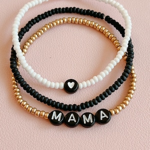 Mama Bracelet Stack | Personalized Name Bracelet | Stackable Bracelet | Bracelet Stack | Beaded Bracelet | Custom Name Bracelet