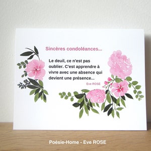 Carte de Deuil et de Condoléances, Carte postale, Papeterie bien-être, Citation inspirante
