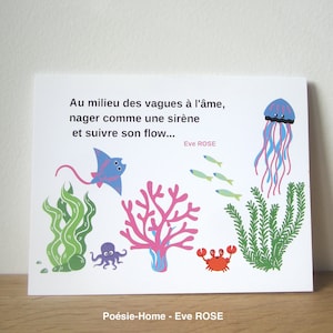 Carte Océan et Sirène, Carte postale mer et fonds marins, Vie maritime, Citation inspirante