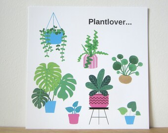 Carte Plantes Plantlover, Papeterie Plantes, Papeterie végétale, Cadeau Plantes, Plantes d'intérieur
