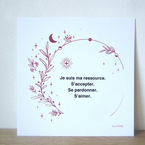 Carte Poème Bien-être Selflove, Carte Poésie, Papeterie bien-être, Carte postale, Citation positive, Citation inspirante