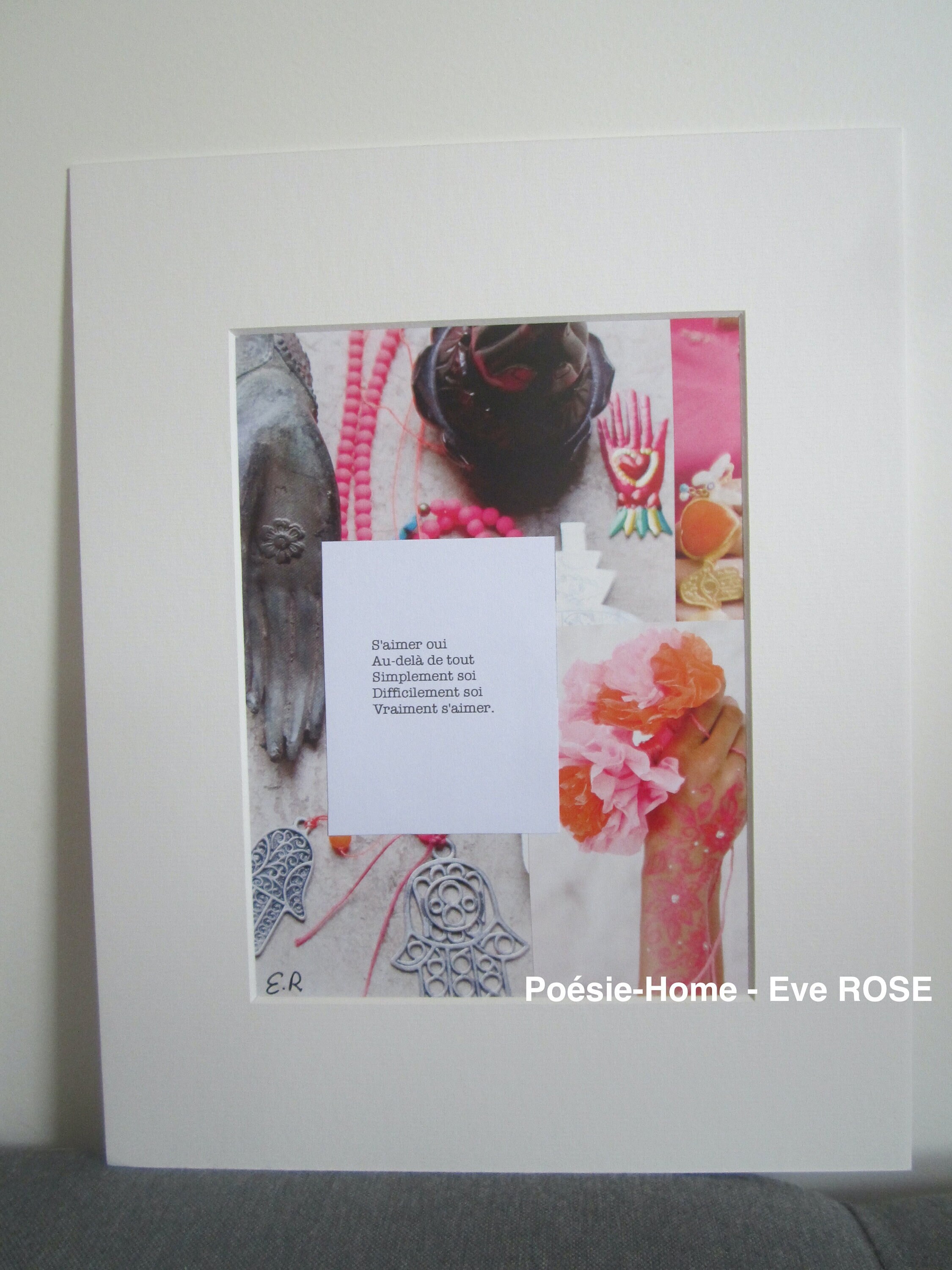 Tableau Collage et Poésie - Pièce Unique Décoration Inspirante. Abondance Poème S'aimer