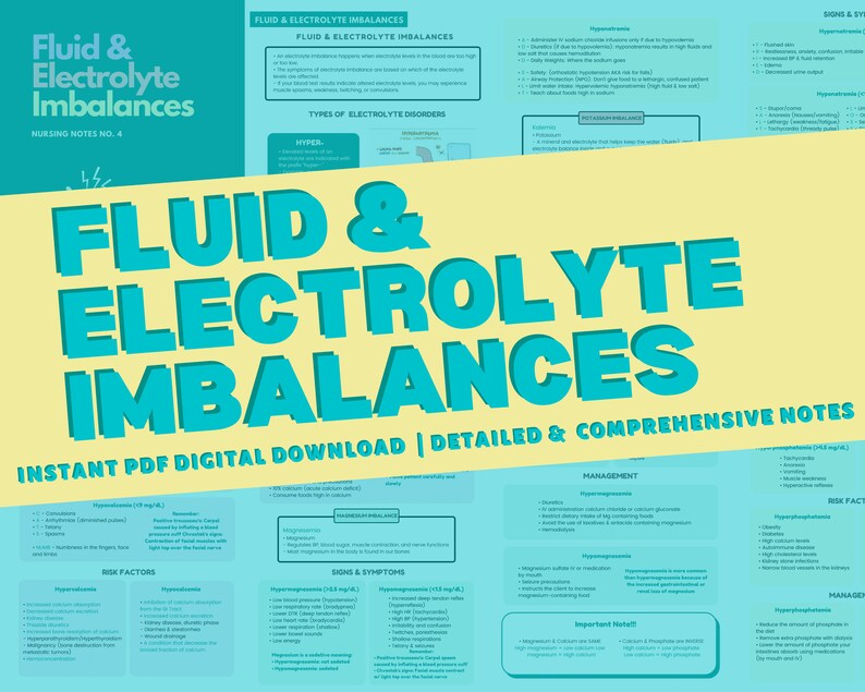 Fluid and Electrolyte Imbalances Study Guide Notes Packaged Etsy