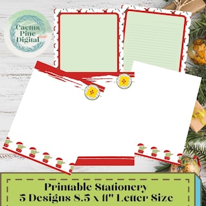 Nuevo México Estado Cactus Imprimible Papelería de Navidad Set Carta Papel Membretes 5 Diseños 8.5" x 11" Descarga Instantánea