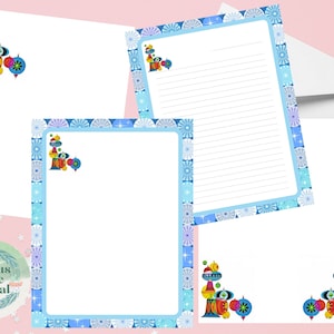 Kerst MCM ornamenten Retro afdrukbare briefpapier Set brief papier briefhoofden 4 ontwerpen 8,5 "x 11" Instant Download