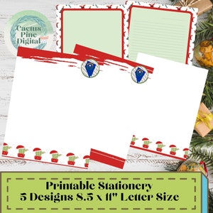 Nevada State Cactus imprimible papelería navideña set carta papel membretes 5 diseños 8.5 "x 11" Descarga instantánea
