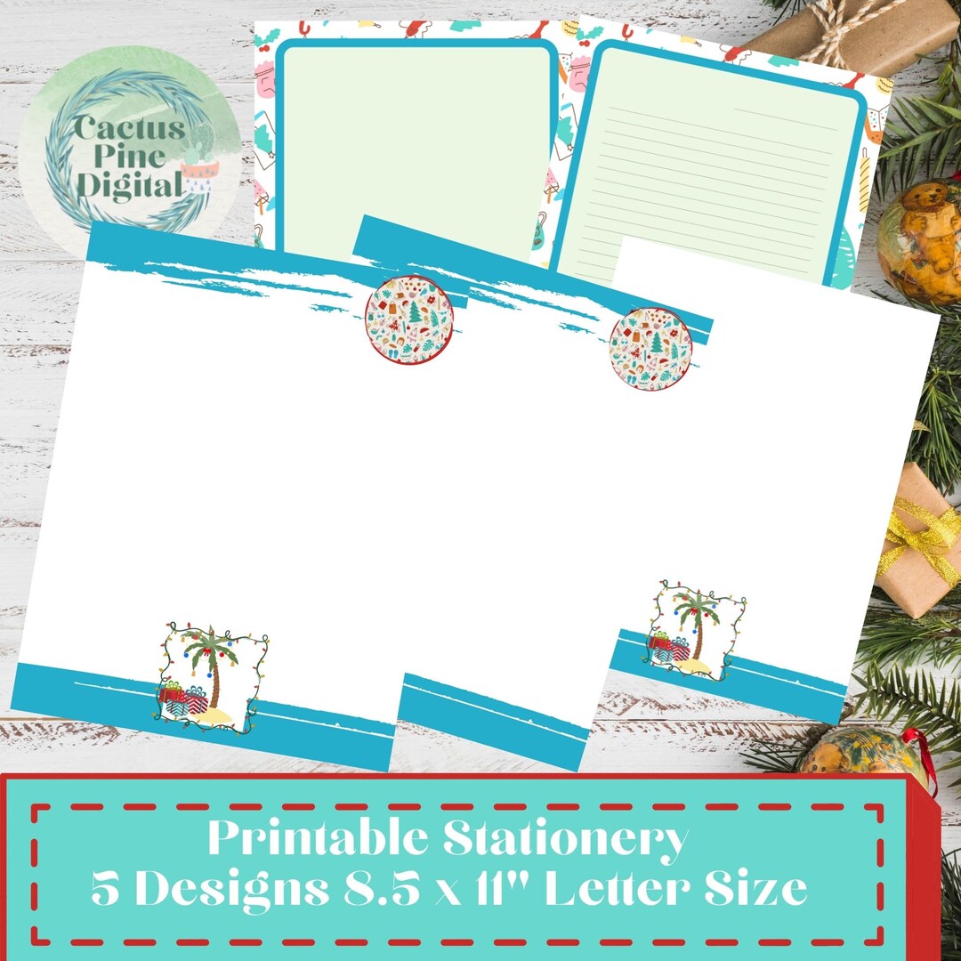 Palm Tree Printable Christmas Stationery Set Letter Paper Letterheads 5 ...