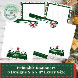 Arkansas State Pine Tree stampabile Set di cancelleria natalizia Carta da lettera Carta intestata 5 Disegni 8,5" x 11" Download istantaneo