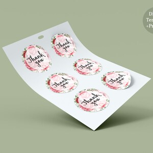 Autocollant d’emballage Rounded Thank You Greenery Roses, Étiquette arrondie pour les petites entreprises