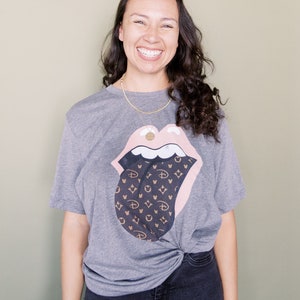Retro Rolling Stones Logo LV Disney Print || Unisex Triblend T-Shirt