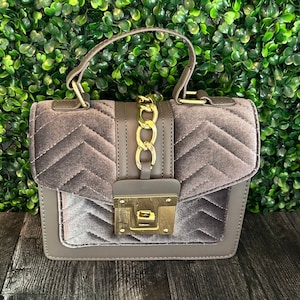 Gray Shoulder Bag, Top Handle Purse, Evening Bag, Formal Handbags,