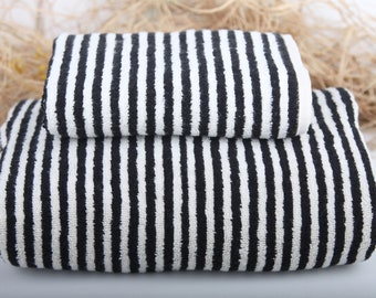 Striped Black Towel, Turkish Bath Towel, Hammam Towel, Bath Decor Towel, Soft Towel, Spa Towel, Pool Towel, Thick Absorbent Towel