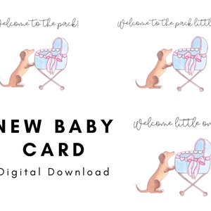 Nuova Baby Card per i proprietari di cani! Congratulazioni! Download digitale nuova carta genitore.