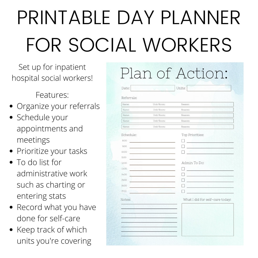 PRINTABLE Day Planner for SOCIAL WORKERS Day Planner / Bullet Journal ...