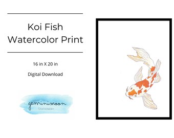 Koi Fish Wall Art - Minimalist Style - Digital Download - Printable