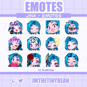 Jinx Emotes - League of Legends - Twitch, Discord, Stream - Cute