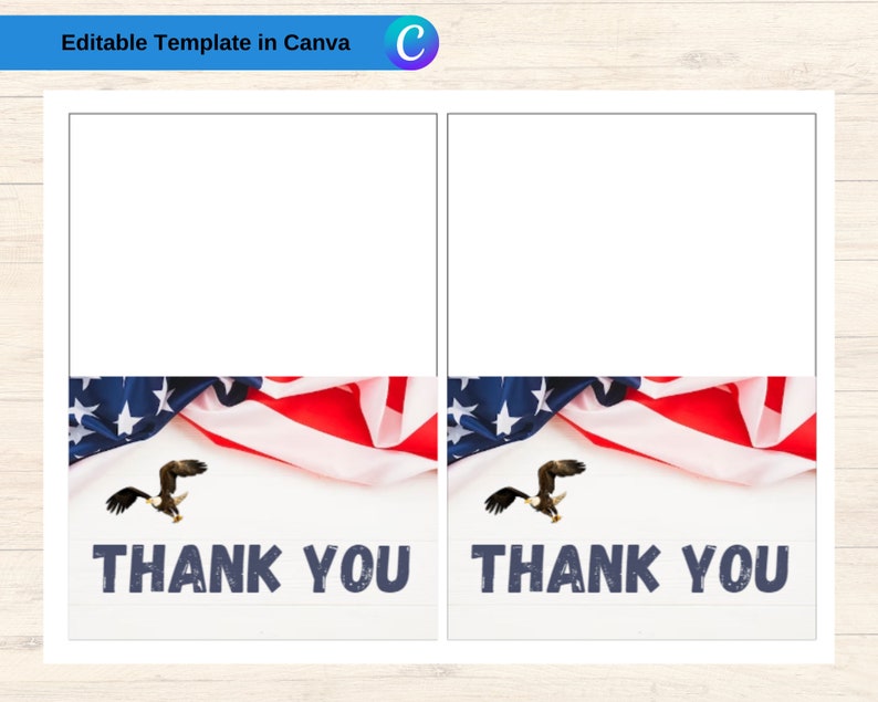 Patriotic Eagle Thank You Cards Printable image 3