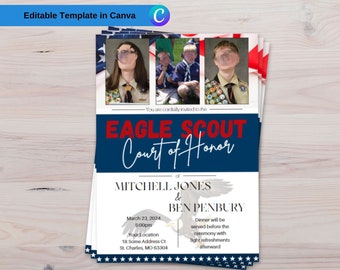 Two-Scout Eagle Court of Honor Invitation Printable DIY