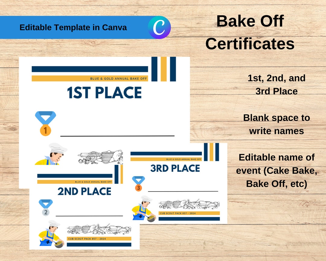 Bake Off/cake Bake Certificates DIY Printables Etsy