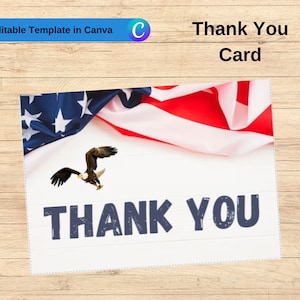 Patriotic Eagle Thank You Cards Printable image 1