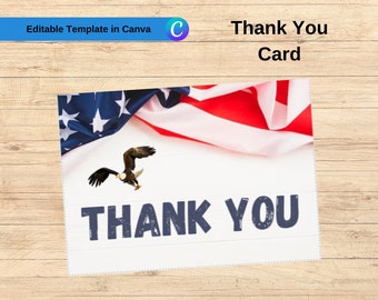 Patriotic Eagle Thank You Cards - Printable