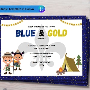 Blue & Gold Banquet Invitation DIY Printable image 1