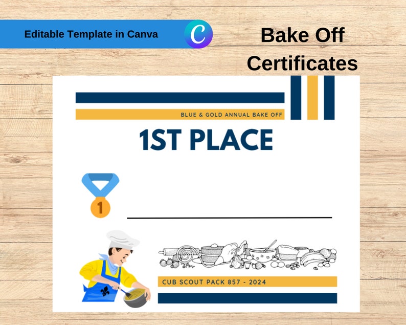 Bake Off/cake Bake Certificates DIY Printables Etsy
