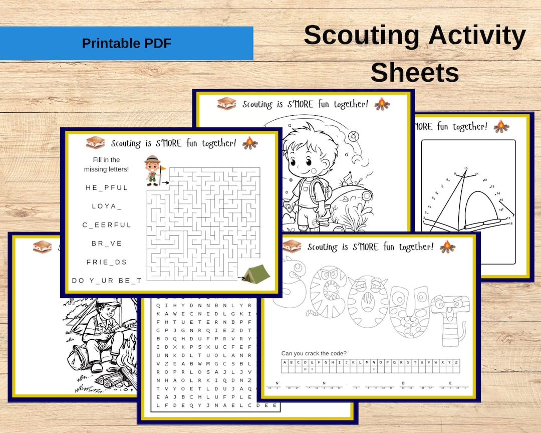 Scout Activity Sheets Instant Download Etsy