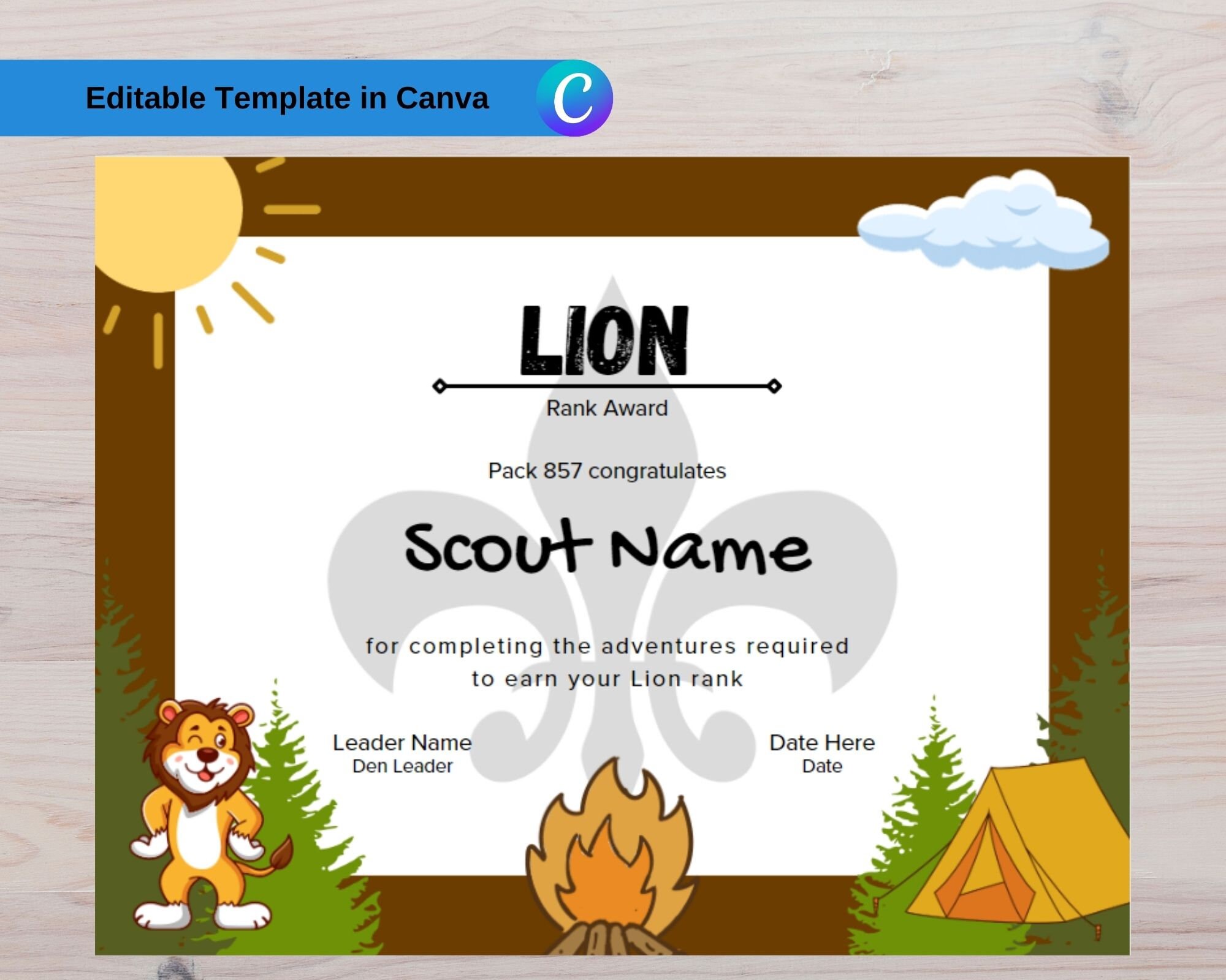 Buy Cub Scout Rank Award Certificates DIY Printables Online in India - Etsy