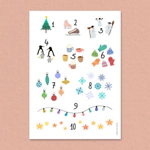 Cartel de invierno, regalo de maternidad, regalo para niños pequeños, cartel de la habitación del bebé, flashcard, aprender a contar, decoración de la pared de la habitación del bebé, decoración de la habitación del bebé, A4poster