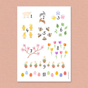 Cartel primavera, regalo maternidad, regalo niño pequeño, cartel habitación bebé, flashcard, aprender a contar, decoración pared habitación bebé, decoración habitación bebé, cartel A4