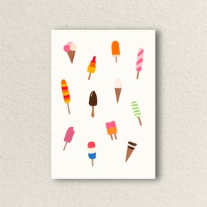 Biglietto di auguri gelato, cartolina A6, cartolina con illustrazione fatta a mano