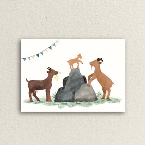 Carte de voeux anniversaire ou naissance, carte postale A6, carte postale avec illustration faite main