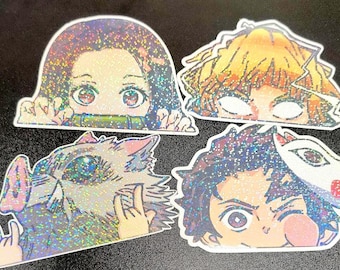 Slayer Peepers: Anime Car Decals - Holographic Laptop Stickers